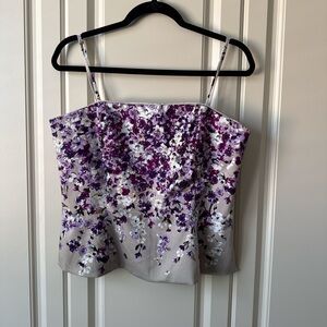 Floral Purple and White Top